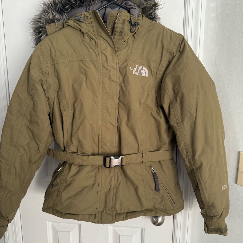 The North Face Women's Olive Green Parka 550 with Fur Hood
